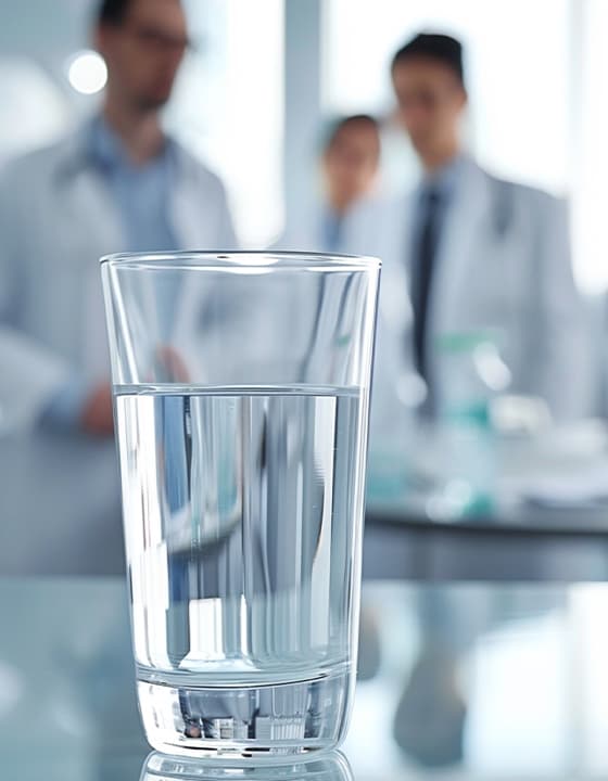 Reziduul sec - pahar cu apă