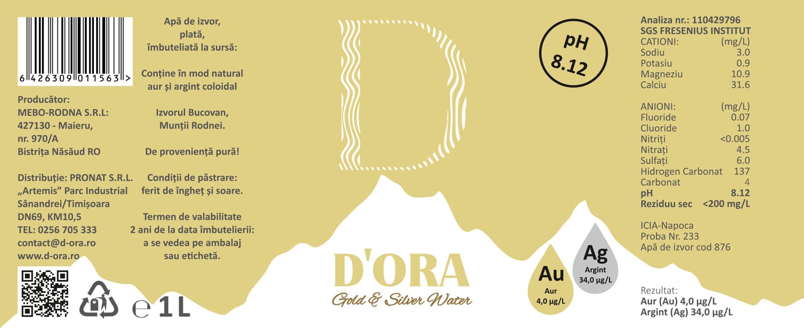 Eticheta D'ORA Gold & Silver Water