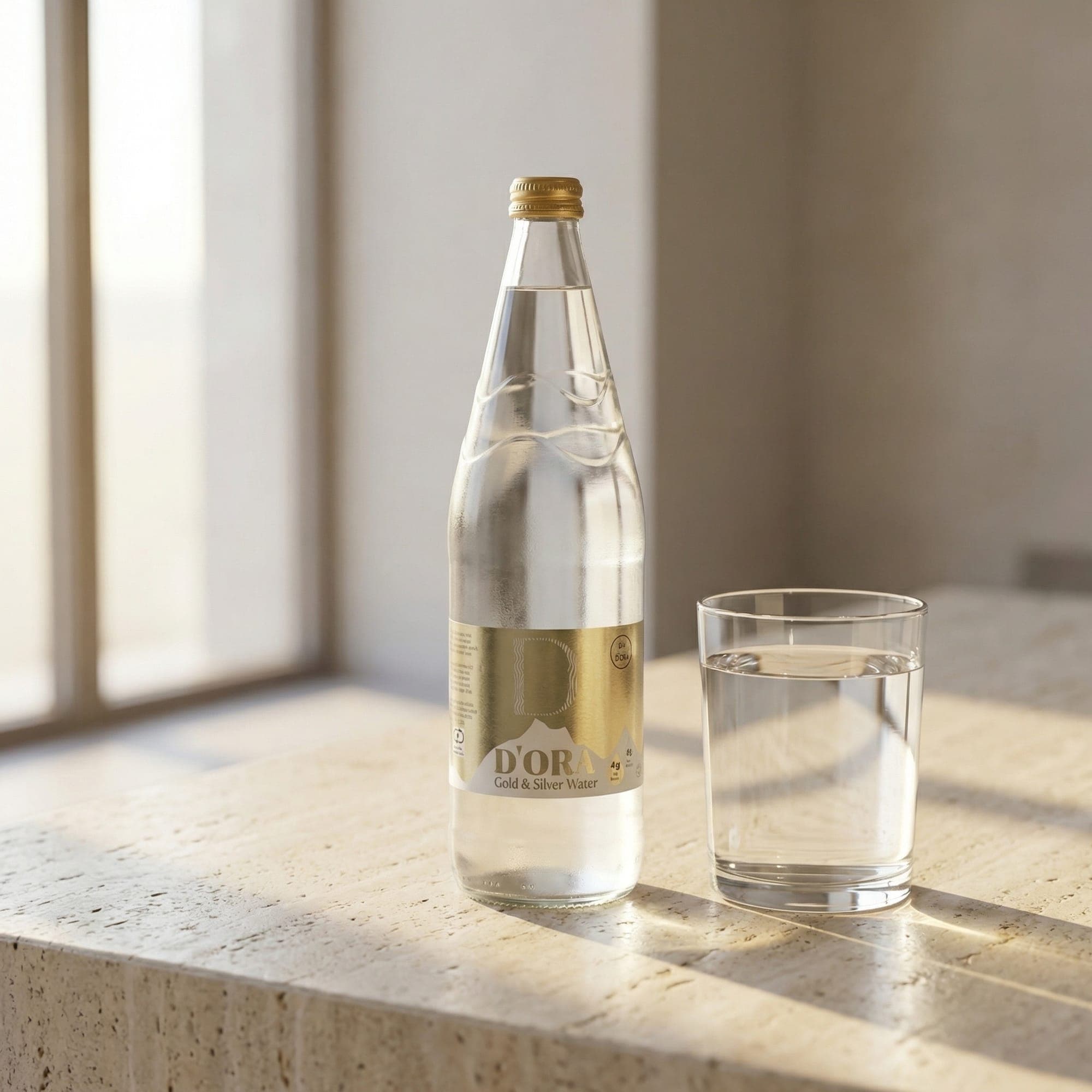 D'ORA Gold Water - sticla si pahar